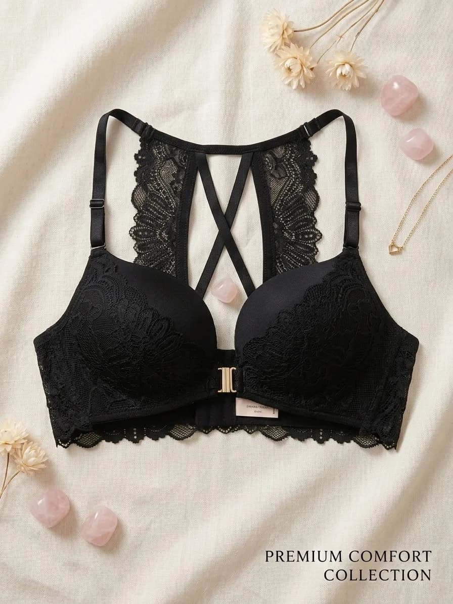 Strappy Criss-Cross Front-Open Bra