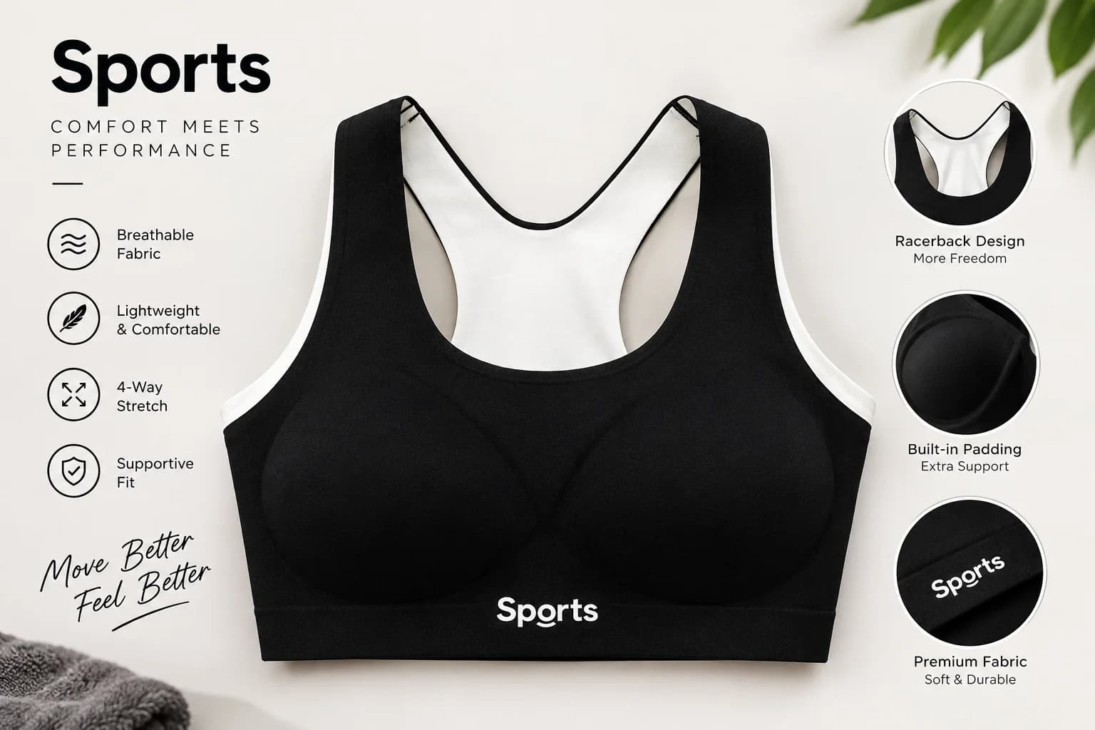 Performance Racerback Padded Sports Bra